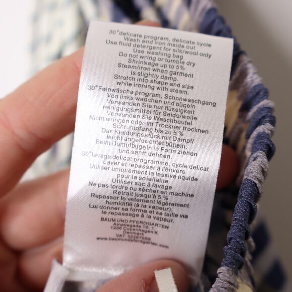 BAUM UND PFERDGARTEN Nue Plaid Crop Pants Silk Blend Blue White Women's 36/S - Picture 13 of 13